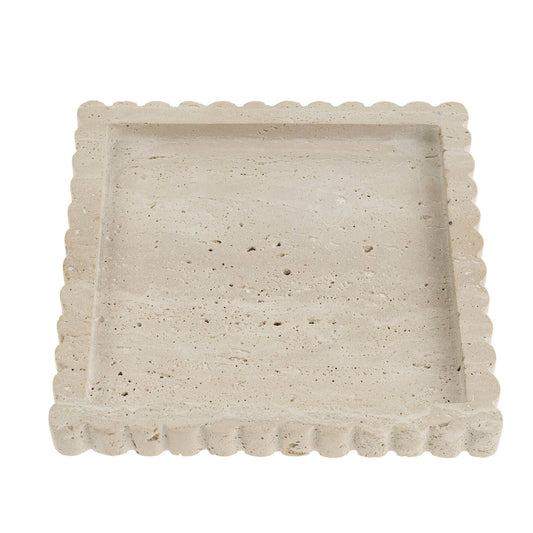 Zara Travertine Scalloped Square Tray