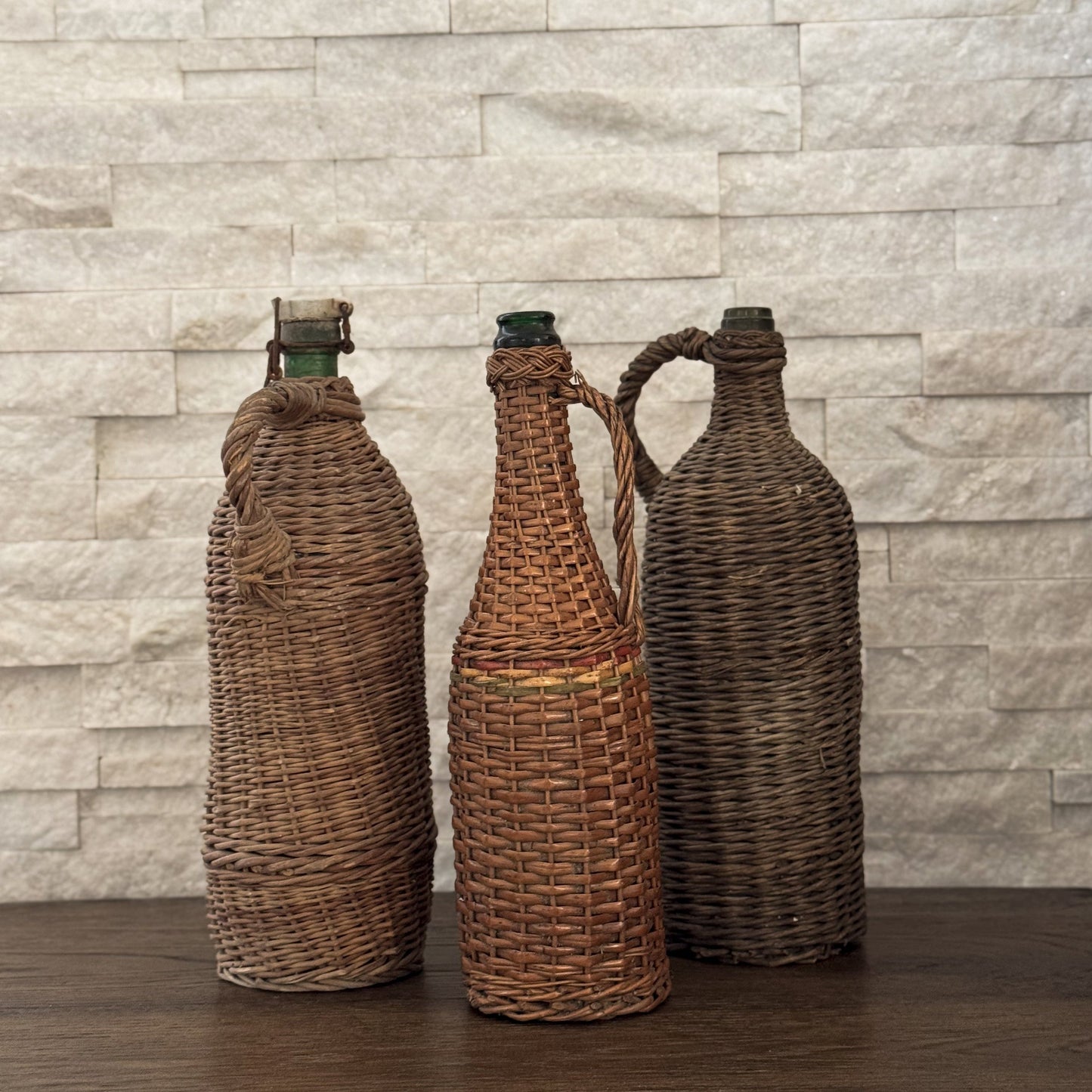 Wicker Covered Wine Bottles