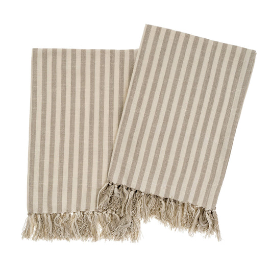 Stone Stripe Hand Towels S/2